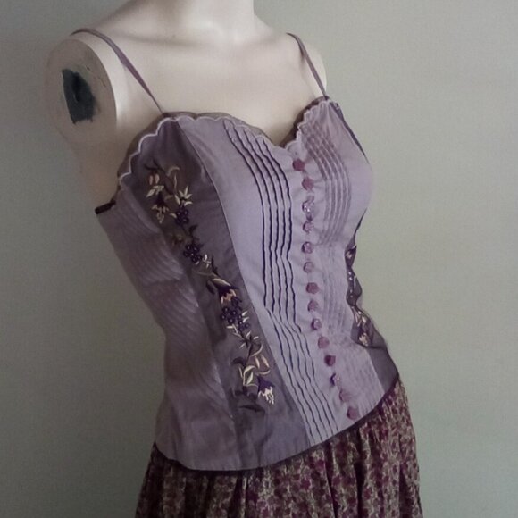 Moda International Y2K Floral Tiered Maxi Halter Dress Sz XS-S Elevenses Magazin - Picture 6 of 15